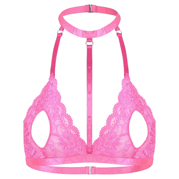 Women's Halter Lace Bra with Open Nipples / Female Sexy Strappy Underwear - EVE's SECRETS